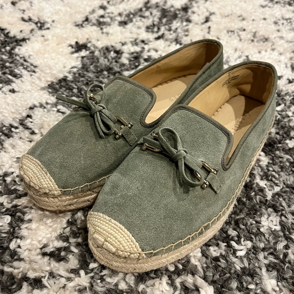 Talbots Olive Suede Espadrille Loafers